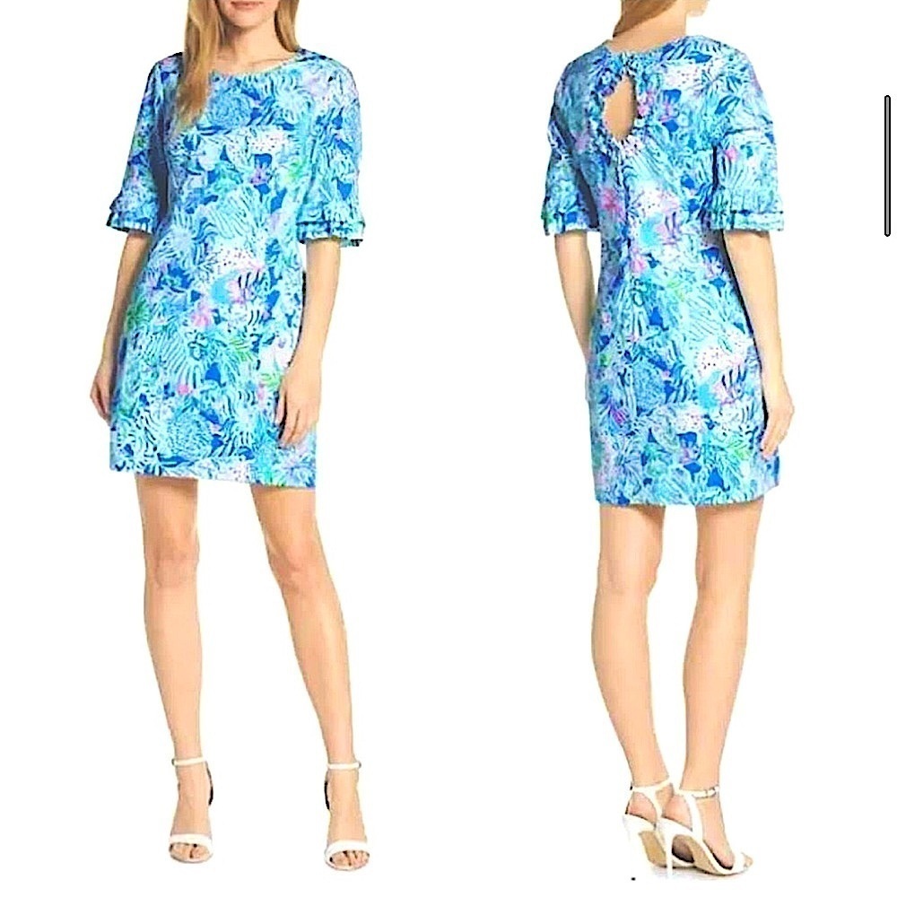 💙🩵Lilly Pulitzer Fiesta Stretch Dress Coastal Blue dress size 00 - Picture 17 of 17